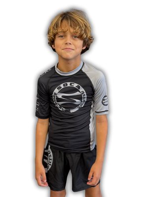 Kids Short Sleeve Belt Color Rash Guard