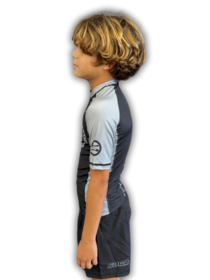 Kids Short Sleeve Belt Color Rash Guard